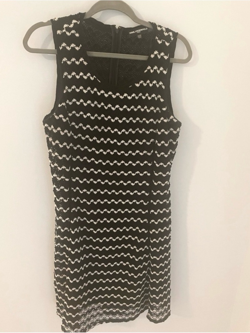 Karl Lagerfeld Paris Black White Lace Sheath Dress Size 14